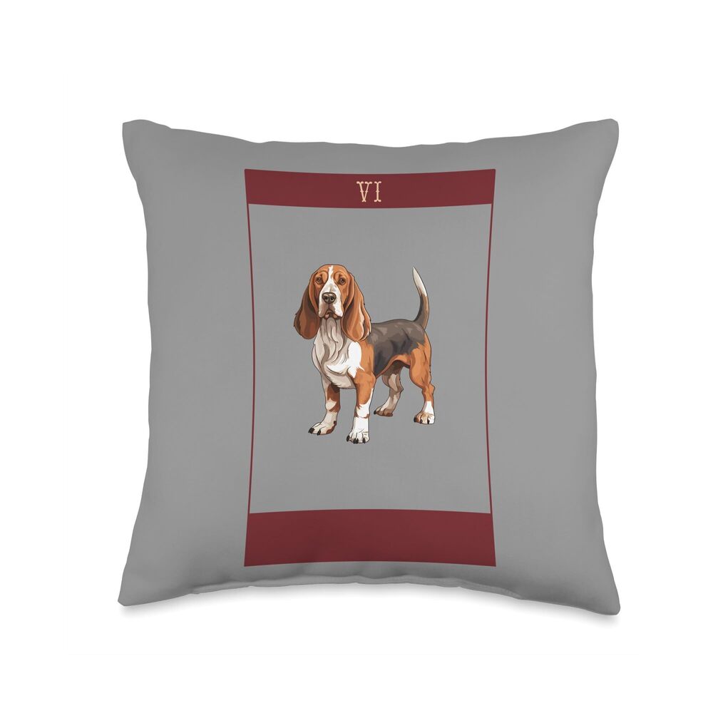 5937 Shirts Decor Basset Hound Throw Pillow, 16x16, Multicolor